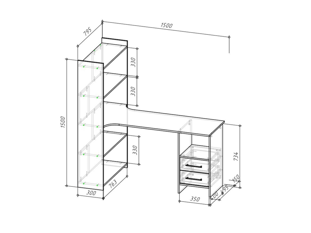 Бруно Стол школьника Дуб Вотан / Серый графит