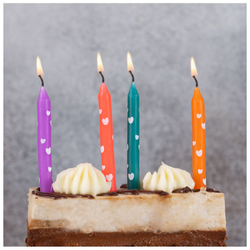 Свечи для торта Сердца, 12 штук