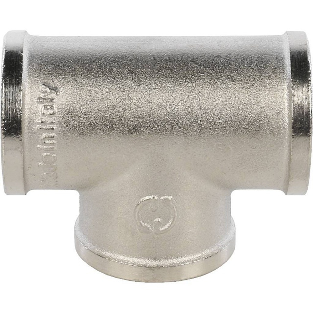 Тройник с внутренней резьбой STOUT SFT 0020 - 3/4" (для стальных труб, латунь никелированная)