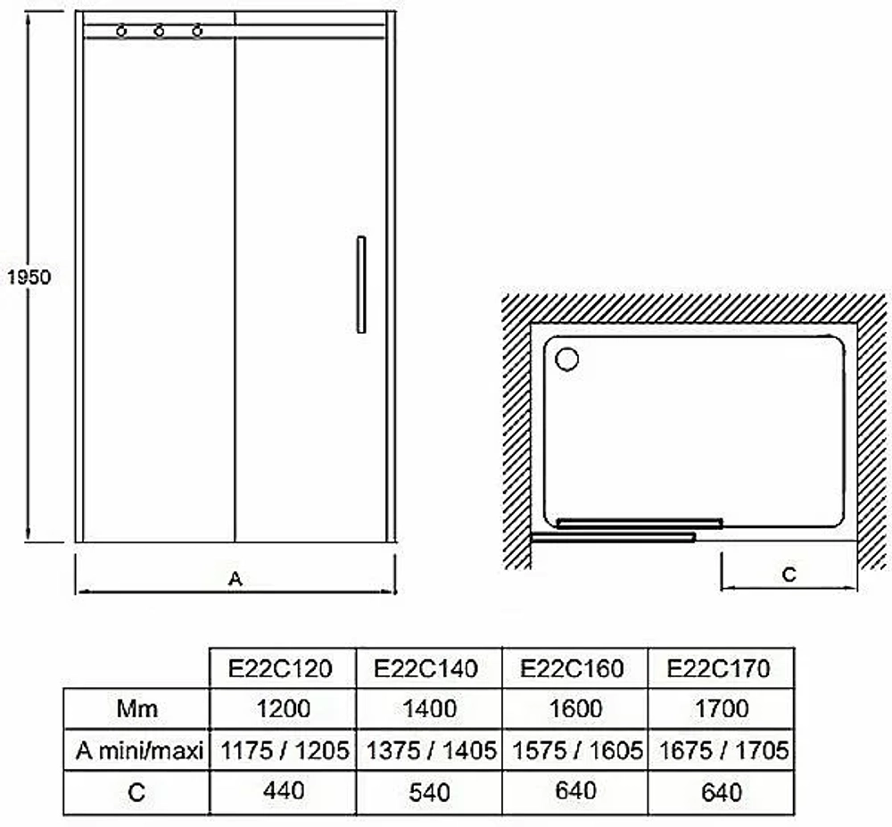 Душевой уголок Jacob Delafon CONTRA E22C170-GA/E22FC90-GA 170х90 стекло прозрачное/профиль хром