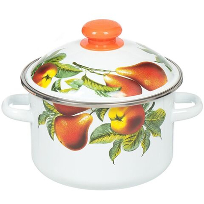 Кастрюля сталь, эмал, 3 л, с крыш, Сиб товары, Дары лета, 3MD181M, индукц