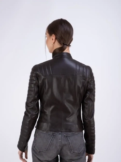 Косуха укороченная демисезонная куртка из натуральной кожи