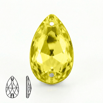 Стразы пришивные из стекла, цвет Citrine, форма Teardrop / Pear