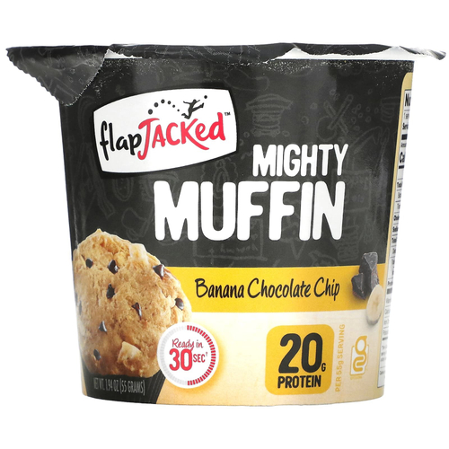 FlapJacked, Mighty Muffin, смесь для приготовления кексов, с пробиотиками, банан с шоколадной крошкой, 55 г (1,97 унции)