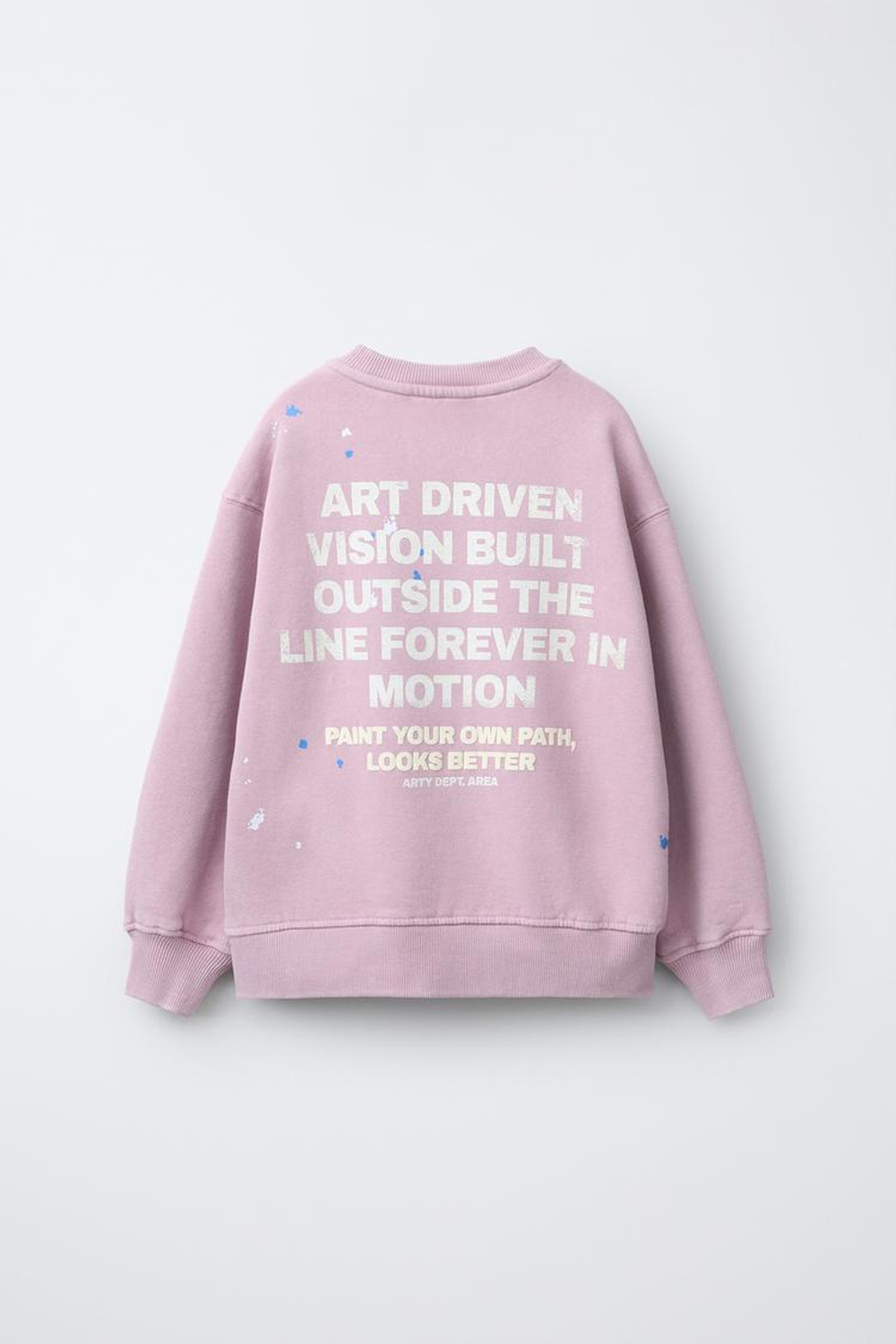 ZARA ТОЛСТОВКА ИЗ ТКАНИ С ЭФФЕКТОМ ПОТЕРТОСТИ С НАДПИСЬЮ, ПАСТЕЛЬНО-РОЗОВЫЙ