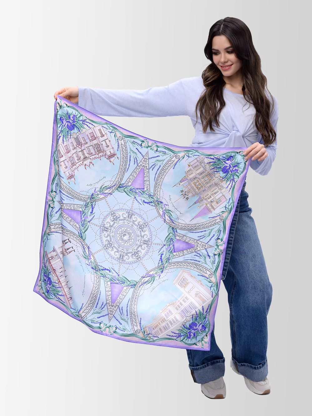 Платок «Дворцы Крыма» 100% шёлк