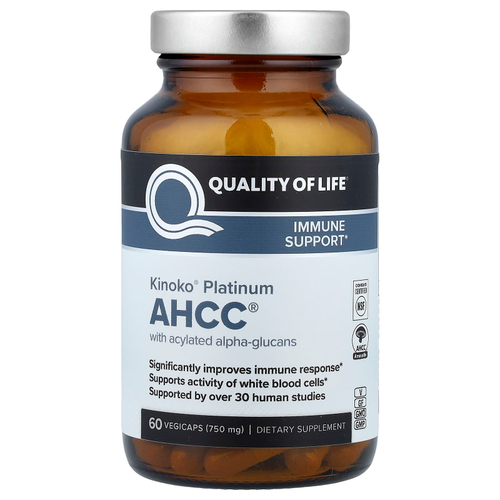 Quality of Life, Kinoko® Platinum AHCC®, 60 растительных капсул