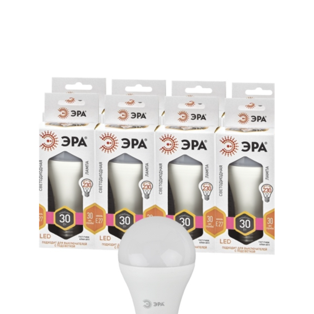 Лампа светодиодная ЭРА STD LED A65-30W-827-E27 30Вт груша теплый белый свет Е27