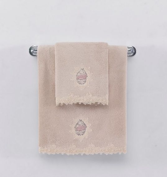 Махровое полотенце DESTAN ДЕСТАН пудра Soft Cotton (Турция)
