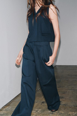 ZARA ДВУБОРТНЫЙ ЖИЛЕТ — ZW COLLECTION, МОРСКОЙ СИНИЙ