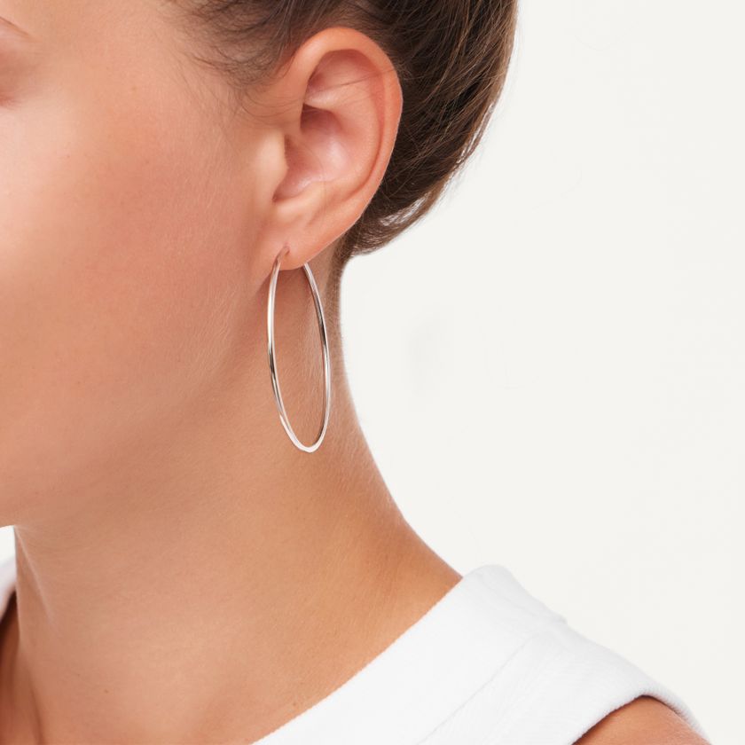 Серьги-конго Широкое Серебро – 4.5 см