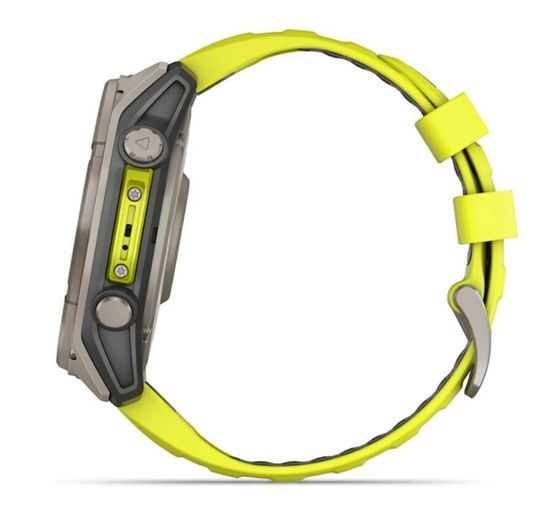 Умные часы Garmin Fenix 8, 51 мм, Solar, Sapphire Titanium with AMP yellow/graphite silicone band