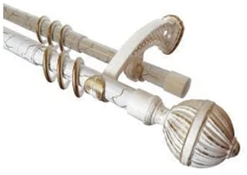 Карниз круглый 3м 2-х рядный Металл Телескопический белое золото Волшебная палочка