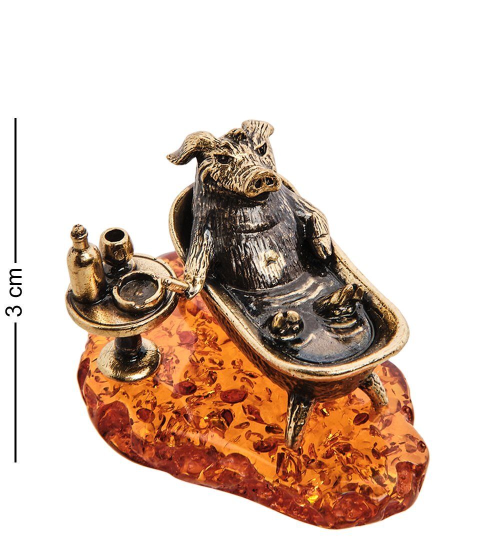 Народные промыслы AM-3043 Фигурка «Поросенок Релакс» (латунь, янтарь)