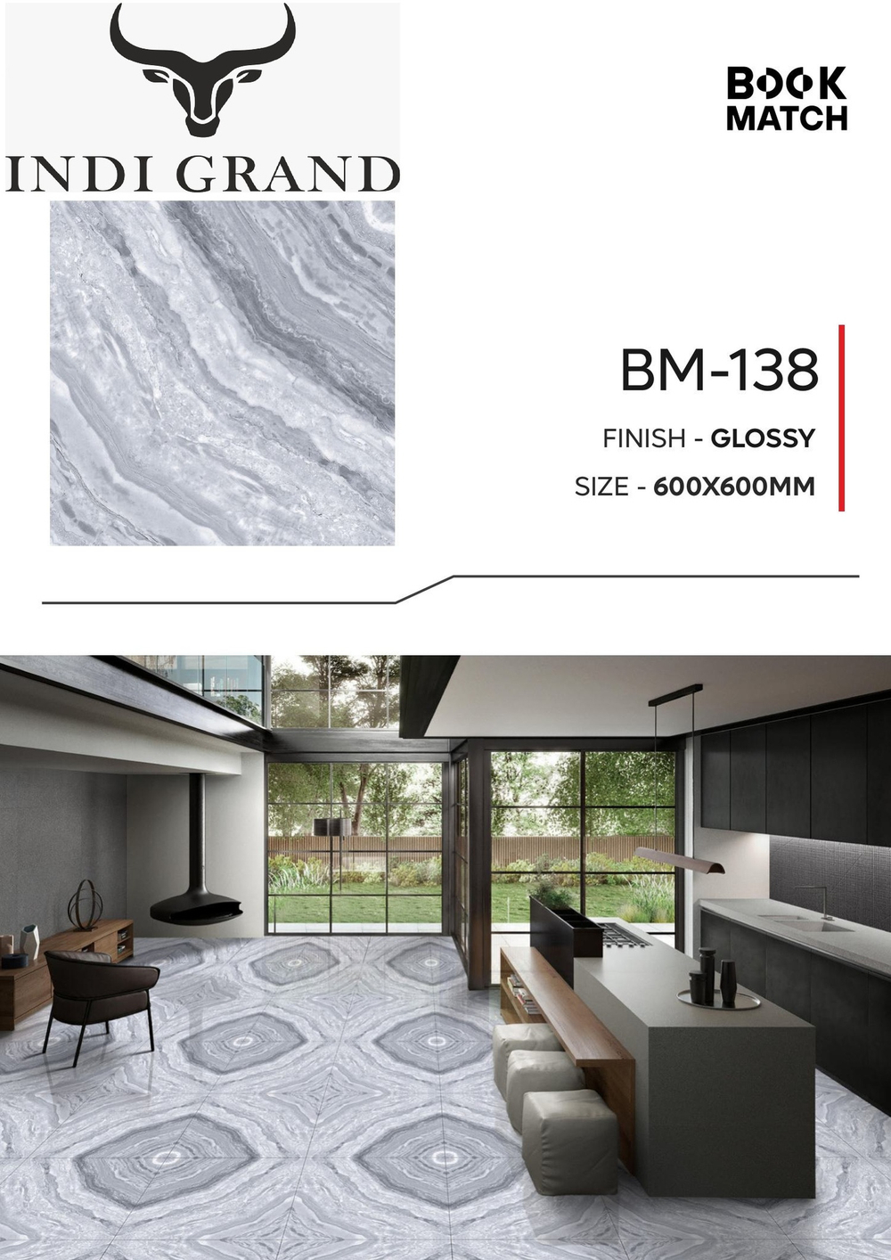 Керамогранит Book Match BM-138 60х60