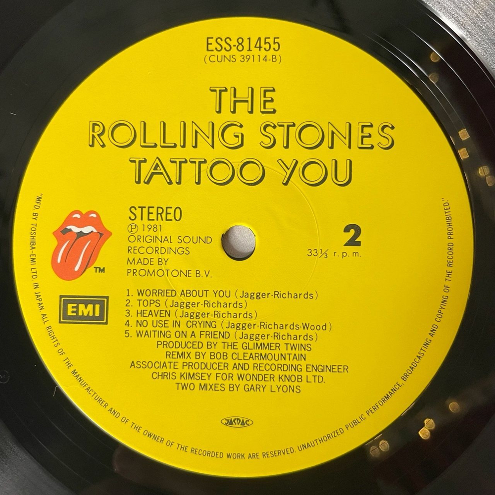 Винтажная виниловая пластинка LP The Rolling Stones Tattoo You (Japan 1981) (Obi)