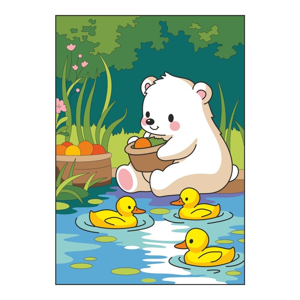 Картина по номерам для малышей на картоне 20х30 "Мишка с уточками" (Lori) Картина по номерам для малышей на картоне 20х30 "Мишка с уточками" (Lori)