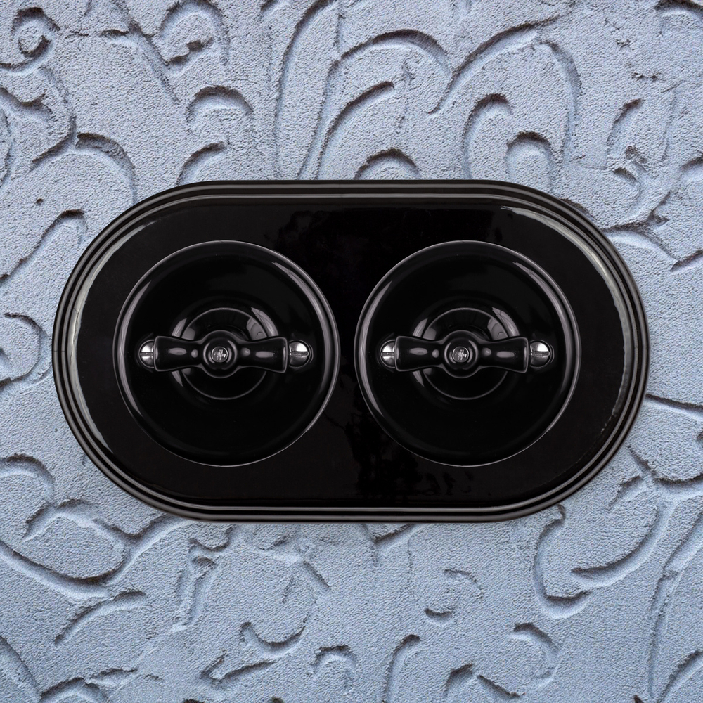 Рамка 2-х постовая, керамика, цвет черный BF2-620-03