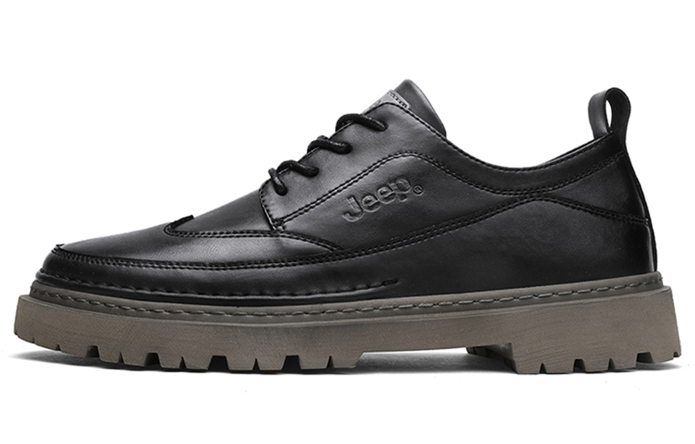 Jeep Casual Leather Shoes Men"s Low top Black