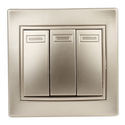 Выключатель Intro Plano 1-106-04 тройной, 10А-250В, IP20, СУ, шампань | Intro Plano Шампань