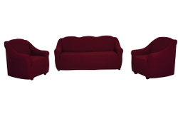 Комплект чехлов на диван и 2 кресла без оборки Жаккард, цвет Бордовый