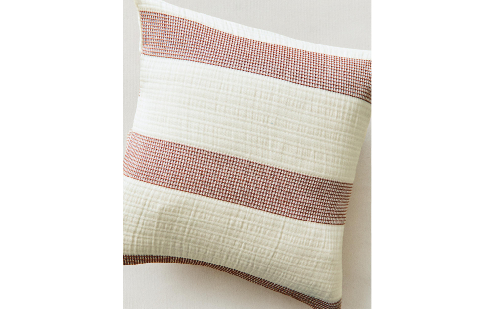 Zara Home наволочка декоративная из хлопка, терракотовый, в полоску, 40x40 см