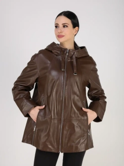Кожаная куртка демисезонная с капюшоном