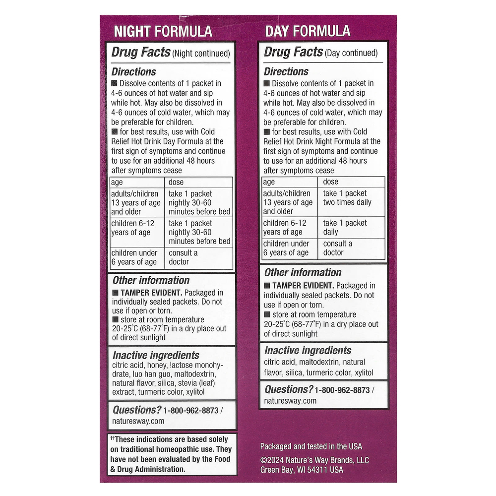 Nature's Way, Umcka®, горячий напиток от холода, для детей от 6 лет, лимон, мед и лимон, 12 пакетиков по 5 г (0,17 унции)