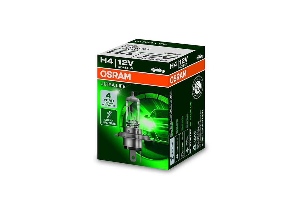 64193ALS Лампа H4 12V 60/55W P43t ALS всесезонная +30% Osram, (шт.)