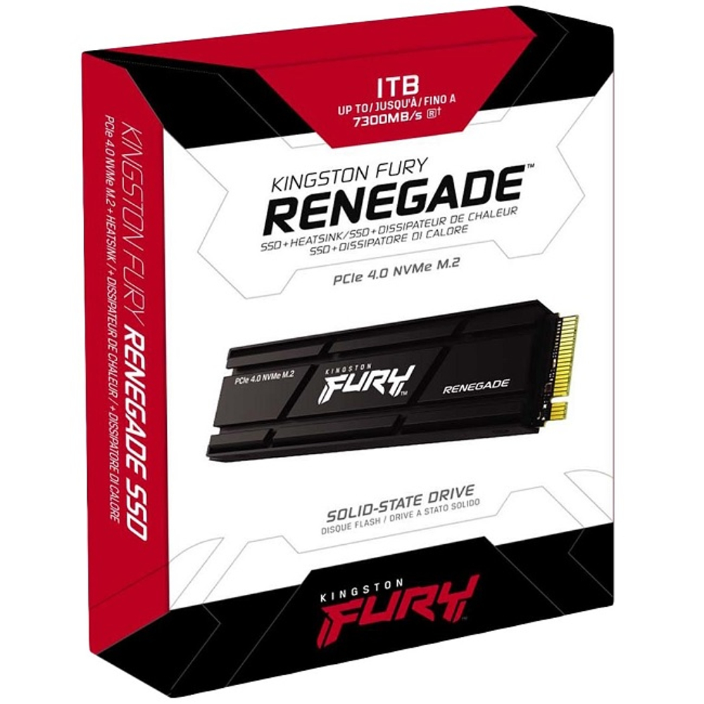 Жесткий диск SSD M.2 1Tb Kingston FURY Renegade, 7300/6000MBs, 900000 IOPS, TLC 3D NAND, PCI-E4.0x4 (SFYRSK/1000G)