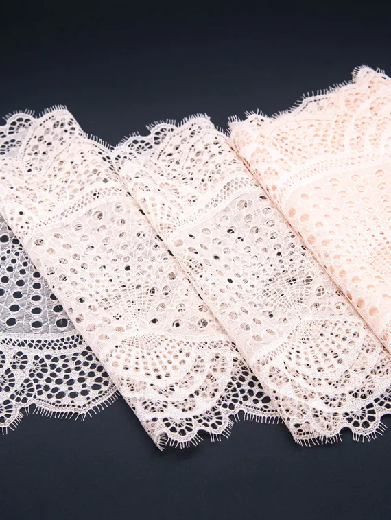 03-167 ОПТ Кружево эластичное 22 см, розовый айвори