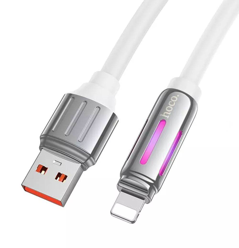 Кабель USB HOCO U136 Prize, USB - Lightning, 2.4А, 1.2м, белый