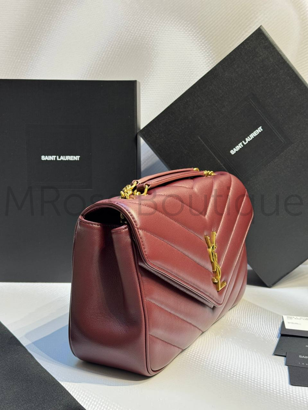 Женская сумка Yves Saint Laurent Small Loulou Matelasse бордового цвета большая