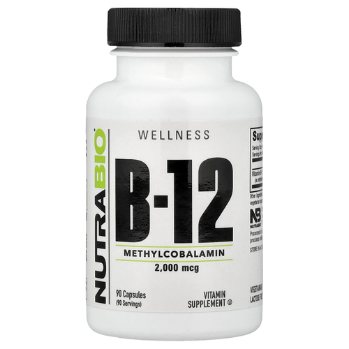 NutraBio, Витамин B12, 2000 мкг, 90 капсул