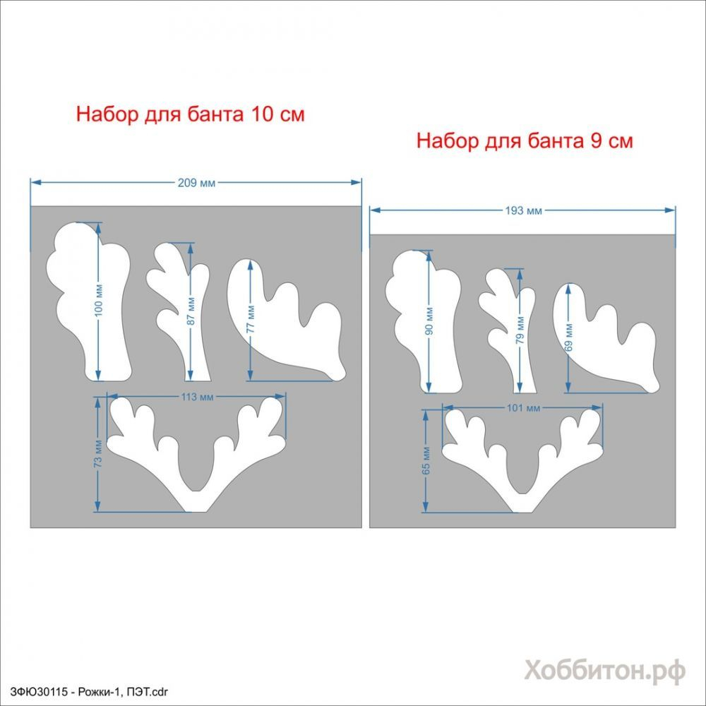 `Набор шаблонов ''Рожки-1'' , ПЭТ 0,7 мм