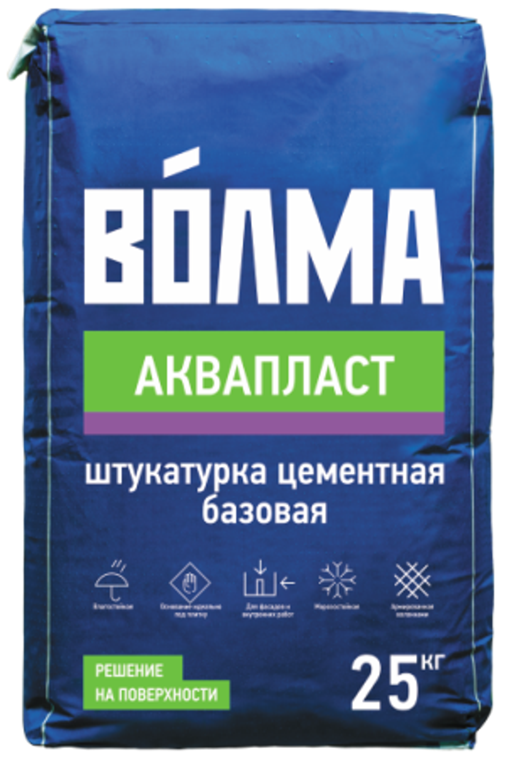 Смесь сухая цементная отделочная штукатурная "ВОЛМА-Аквапласт" 25 кг