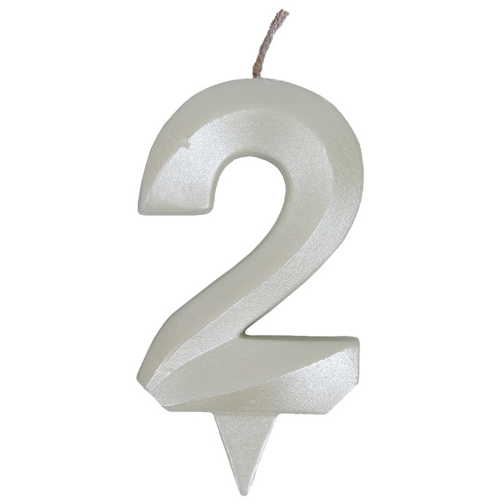 Свечи-цифры «Грань» в цвете белый жемчуг 7 см, 1 шт.