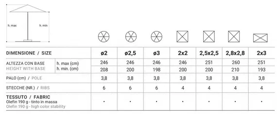 Профессиональный уличный зонт Ocean Wood, Ø250 см, тортора