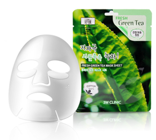 Тканевая маска с экстрактом зелёного чая 3W CLINIC Fresh Green Tea Mask Sheet