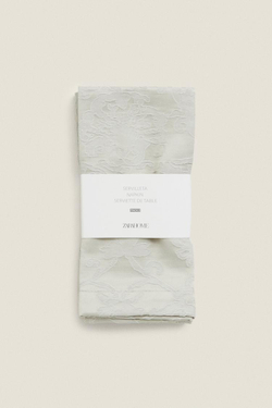 ZARA HOME УПАКОВКА ХЛОПЧАТОБУМАЖНЫХ САТИНОВЫХ ЖАККАРДОВЫХ САЛФЕТОК (УПАКОВКА ИЗ 2 ШТУК), МЯТНЫЙ
