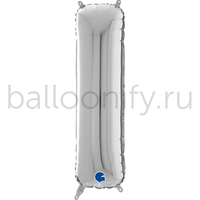 Фольгированная фигура, Буква I 66 см Silver