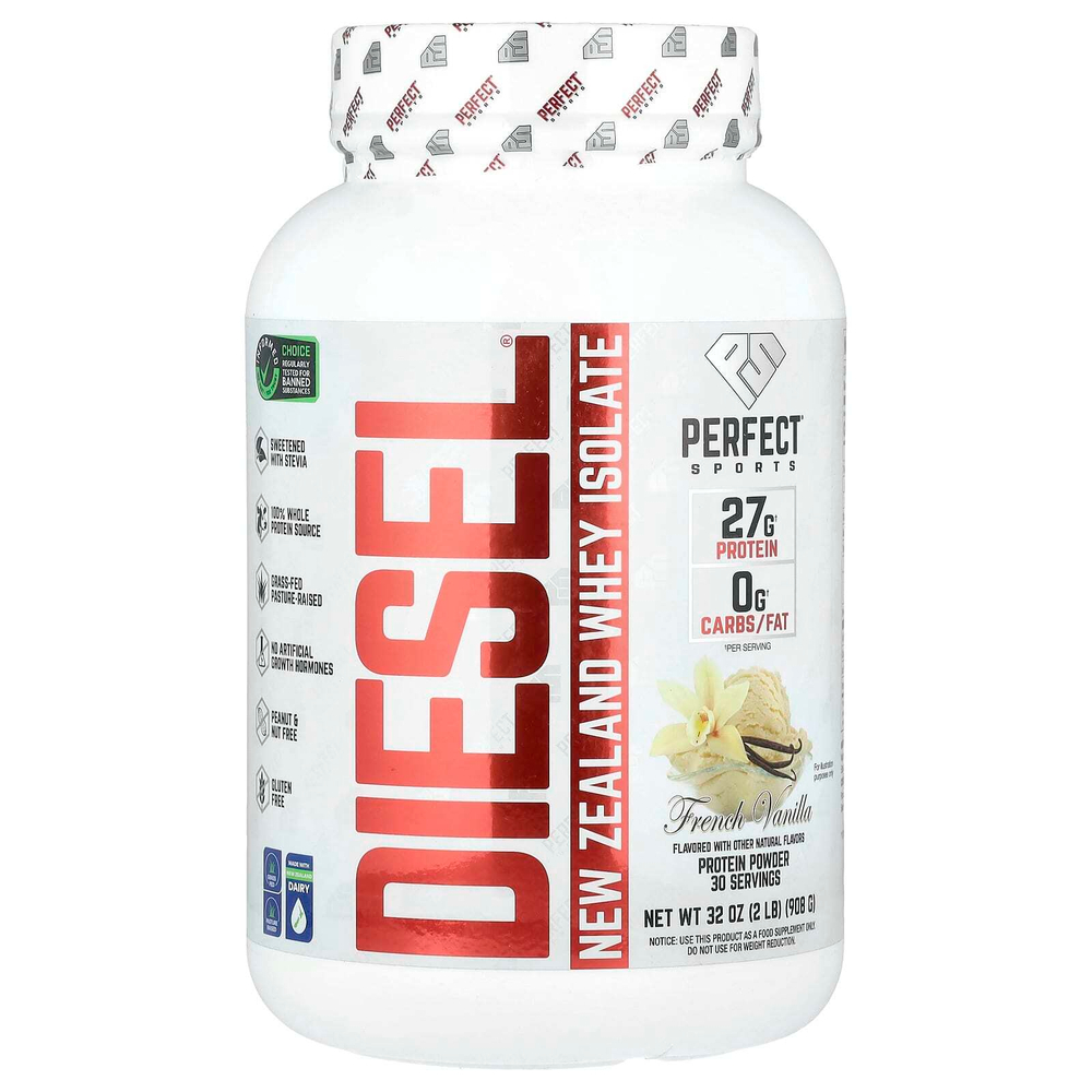 PERFECT Sports, Diesel®, новозеландский изолят сыворотки, французская ваниль, 908 г (2 фунта)