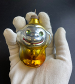 Ёлочная игрушка Обезьяна, мартышка, герои сказок, стекло, подвесная, винтаж СССР 1960-1980 гг