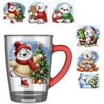 Кружка стеклянная 300мл «Белый мишка» 6 видов + крашеная ручка ZD1334/20