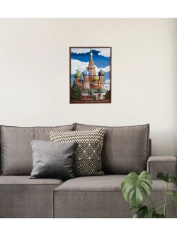 Картина деревянная "Храм Василия Блаженного" 41х30х4,5 см