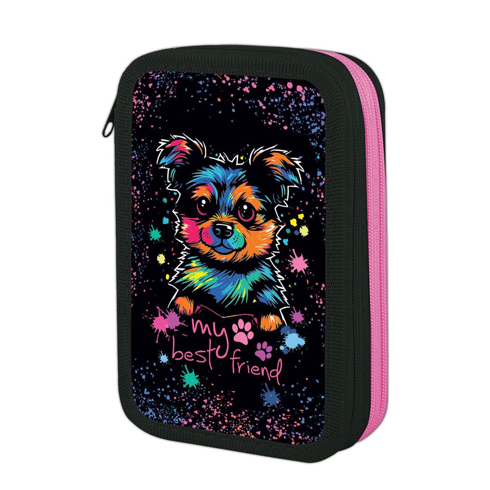 Пенал ЮНЛАНДИЯ, 3 отделения, картон с эффектом soft-touch, 19х11 см, "True friend", 272266