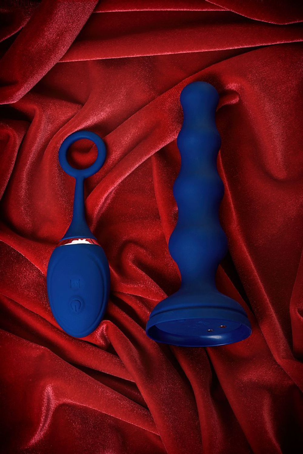 Синяя анальная вибровтулка OPlay Wave с пультом ДУ - 15,5 см.