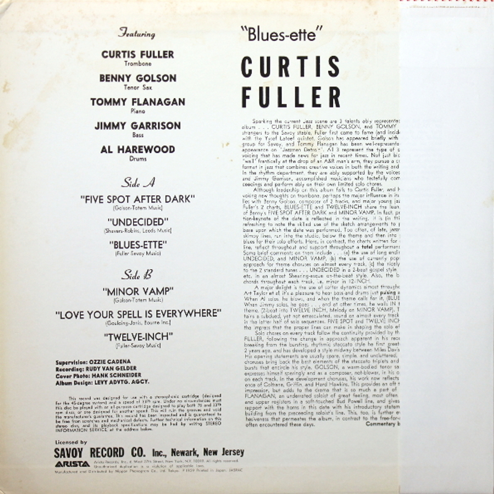 Curtis Fuller / Blues-ette (LP)