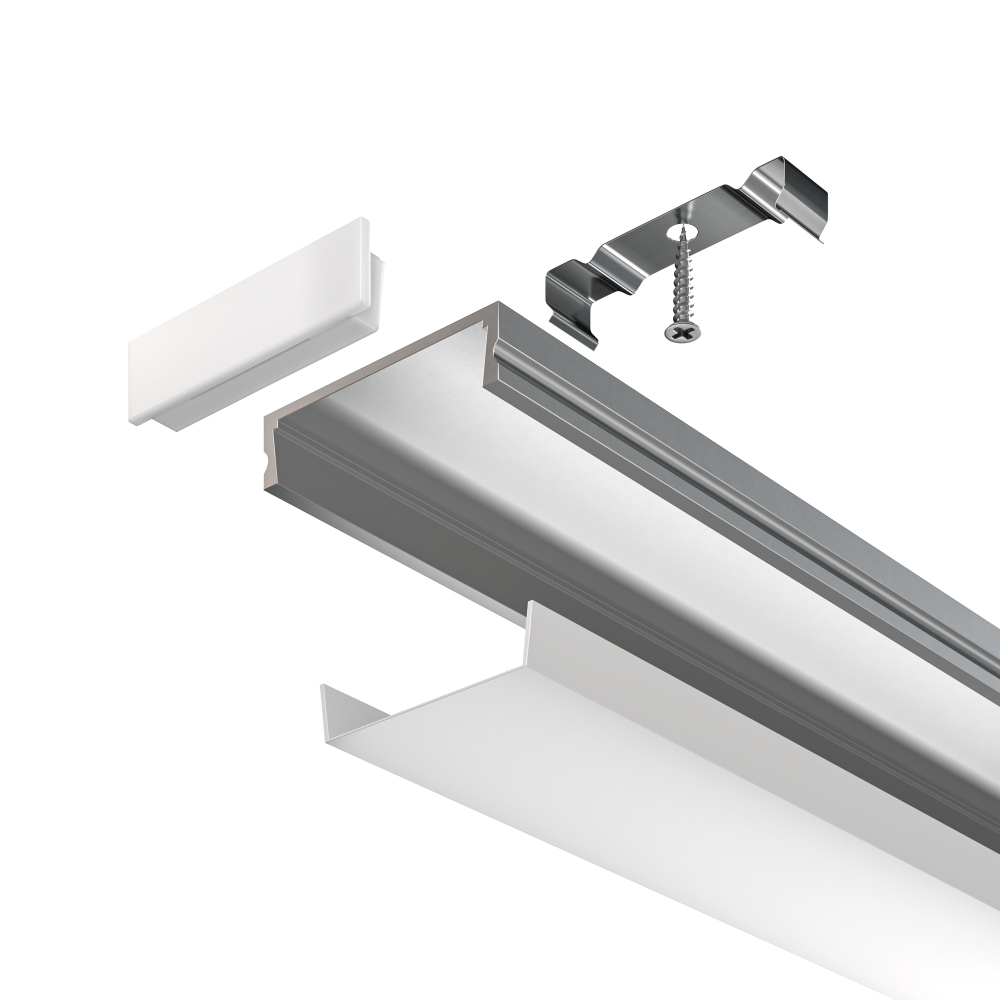 Алюминиевый профиль Maytoni накладной 24×6 (Серебро, 2 м), ALM002S-2M