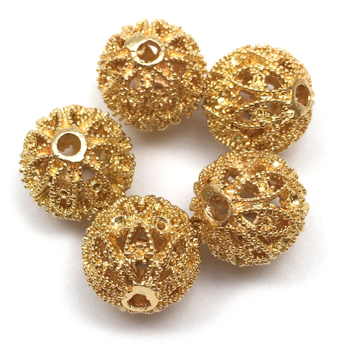 Бусины ажурные 11 мм, позолота